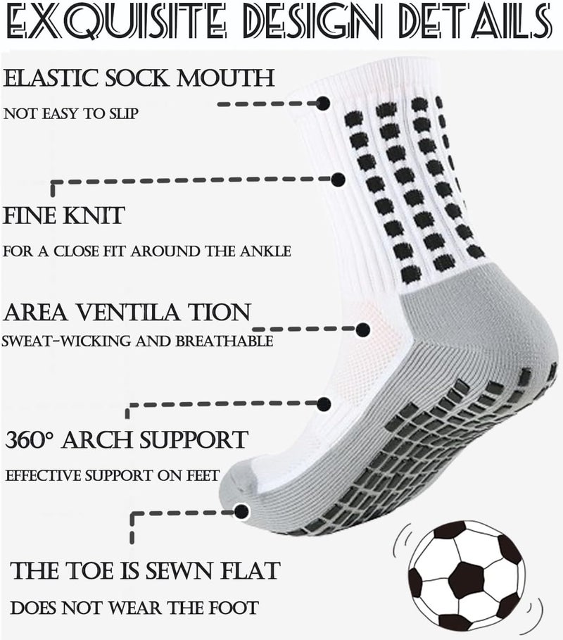 KMOLY 1 Set Soccer Grip Socks,Shin Guard Sleeves for Football Basketball for Men and Women Black/White One Size - Image 2